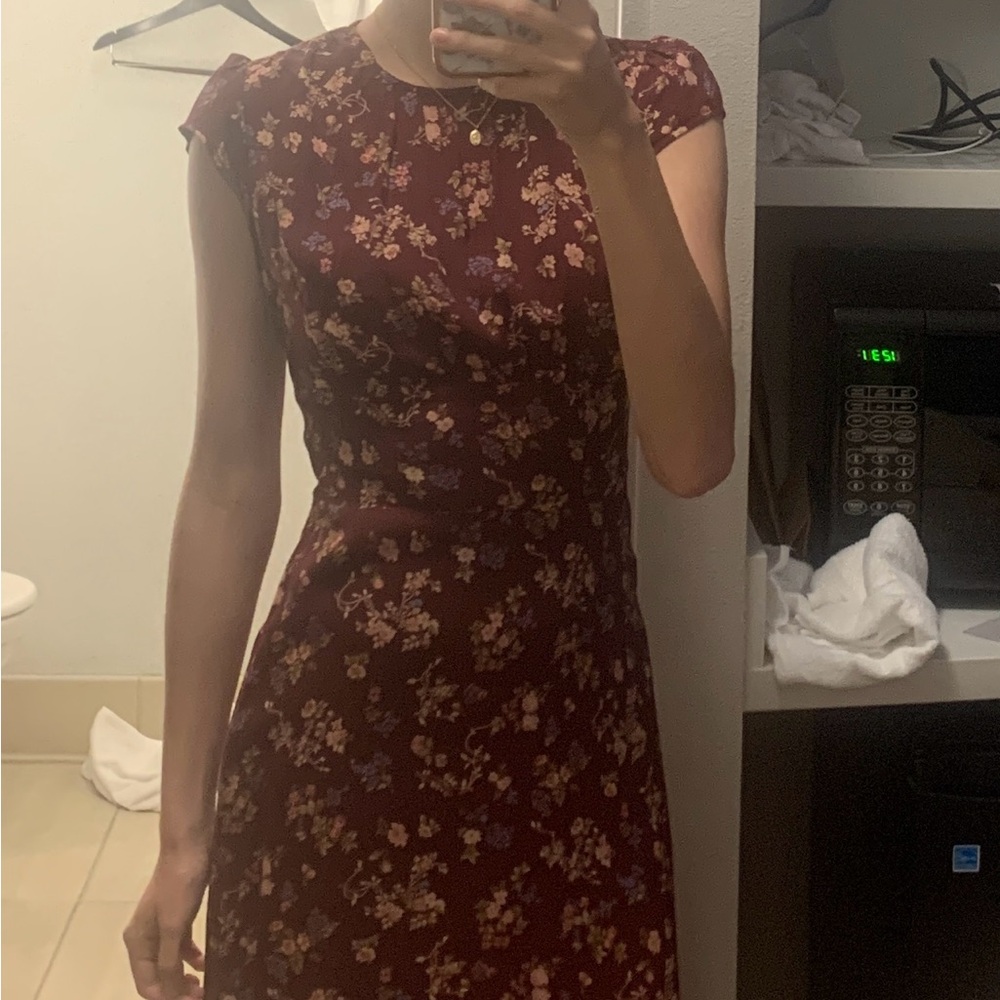 Reformation Burgundy Floral Midi Dress - Picture 2 of 6